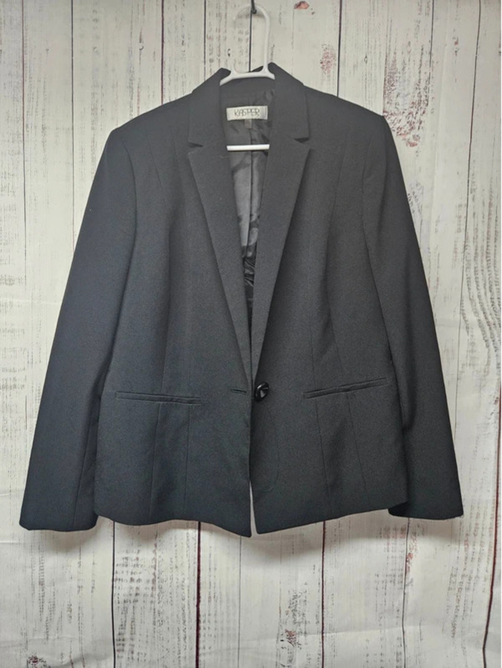 Kasper Women’s Size 16 Charcoal Gray One Button Tailored Career Blazer Jacket